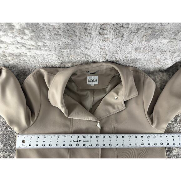 Jessica Size 14 Outdoor Snap Button Overcoat Beige V Neck Long Sleeve - Picture 5 of 9